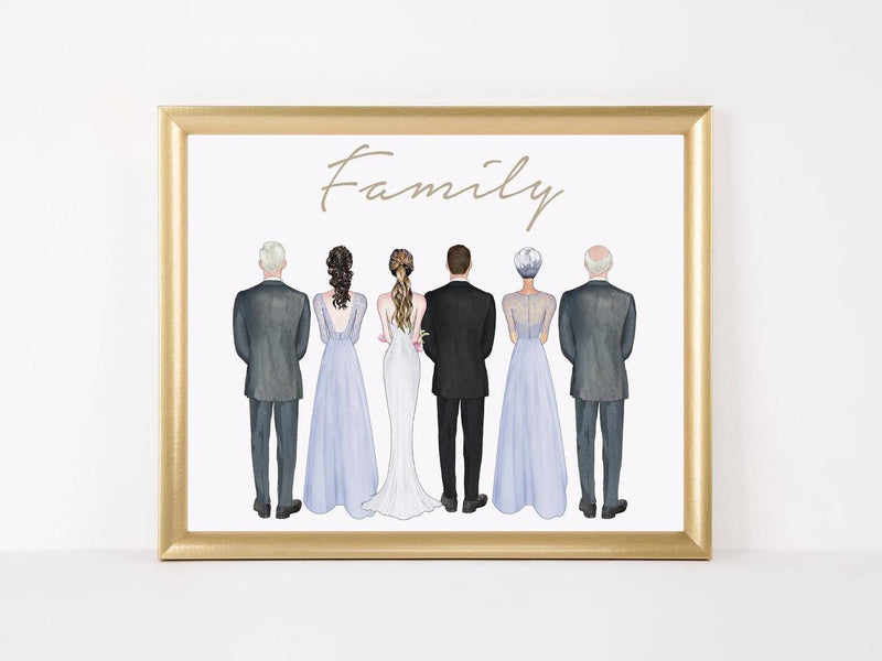 Framed portrait clip art of the parents of the bride and groom 