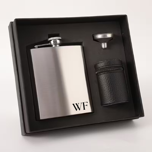 Groom, best man hip flask in presentation box