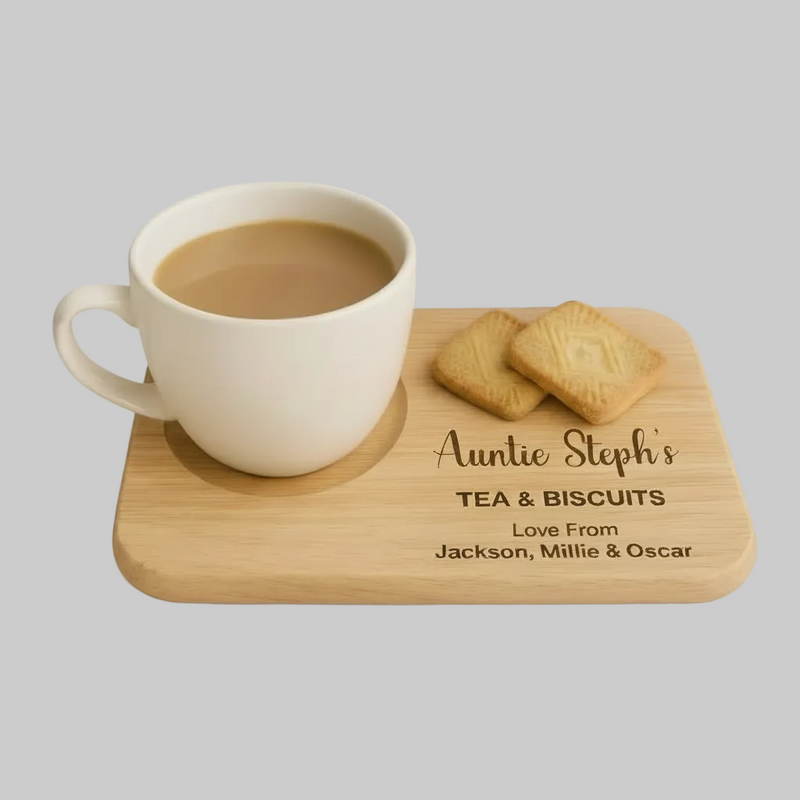 Auntie birthday engraved tea and biscuit board