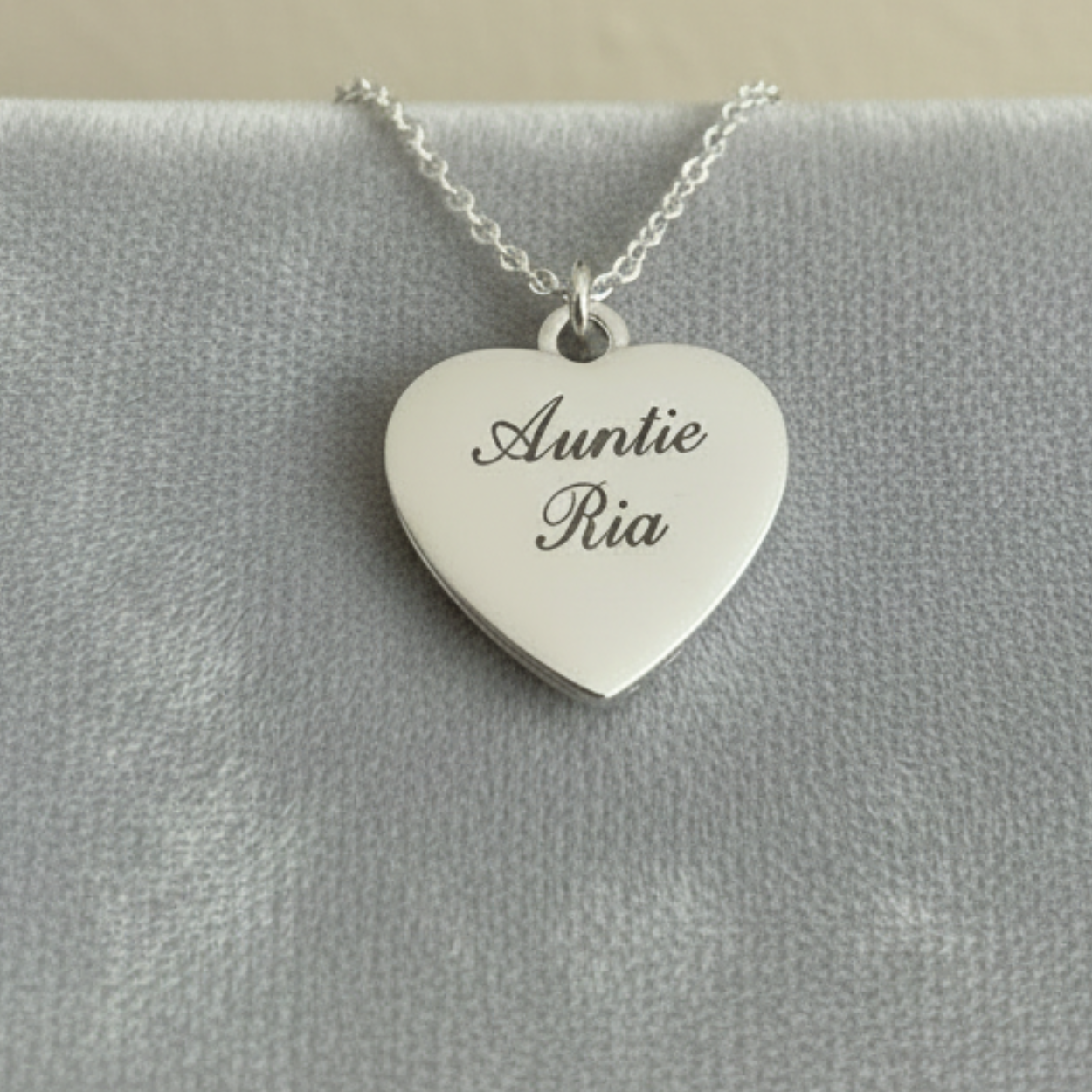 Auntie birthday engraved heart pendant necklace