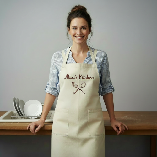 Wide Birthday printed apron