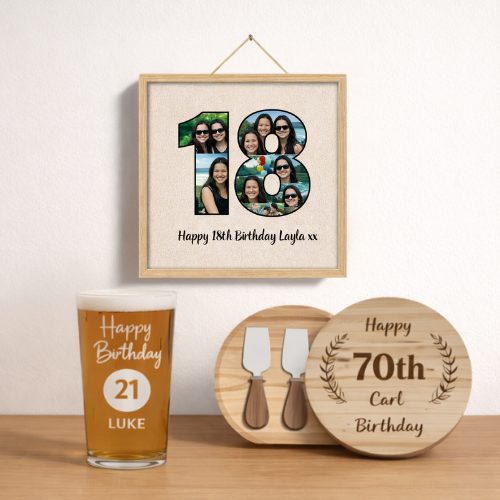 Birthday milestones gifts 1st 16th 18th 21st 30th 40th 50th 60th 70th printed engraved 
