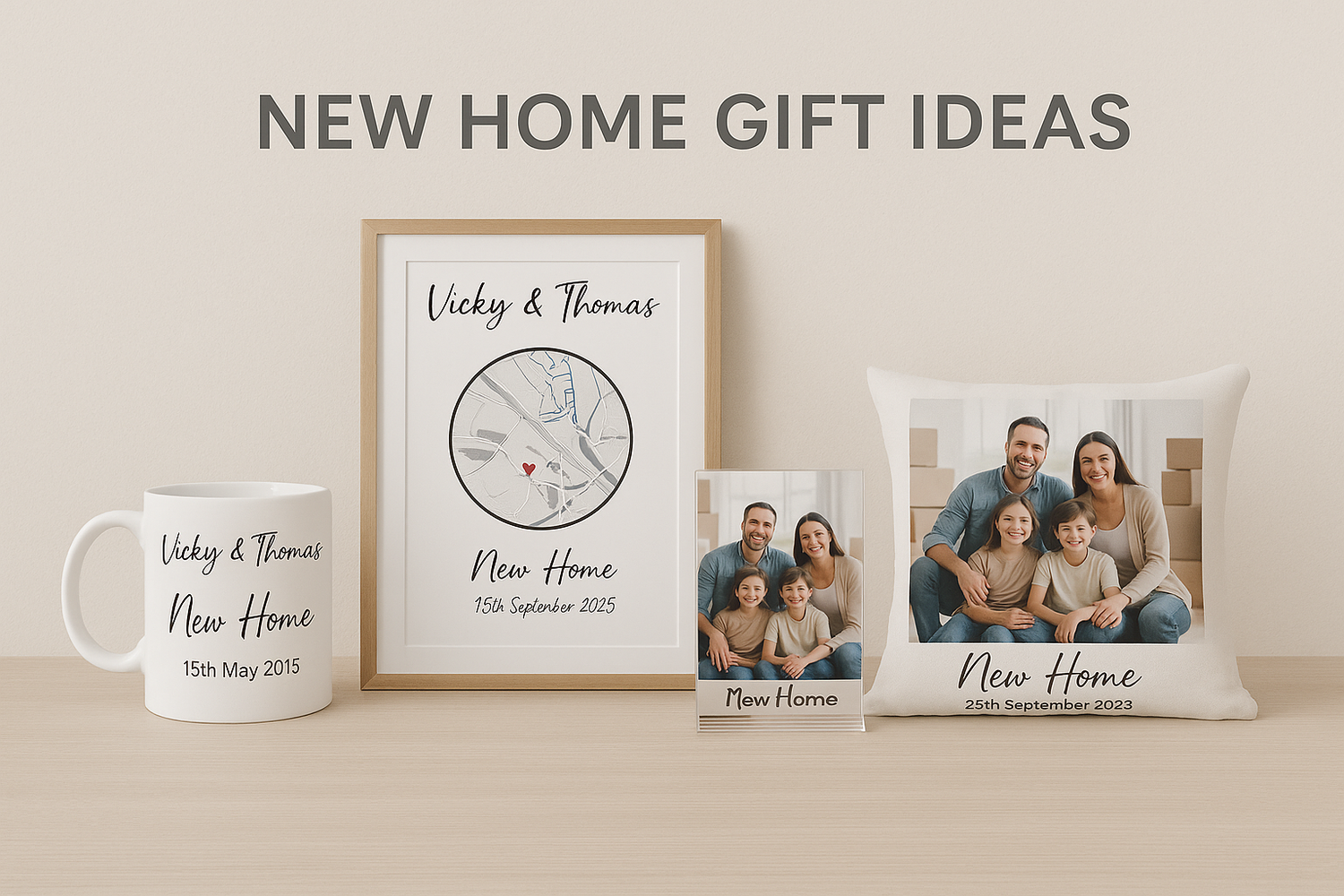 collection of personalised gifts for new home