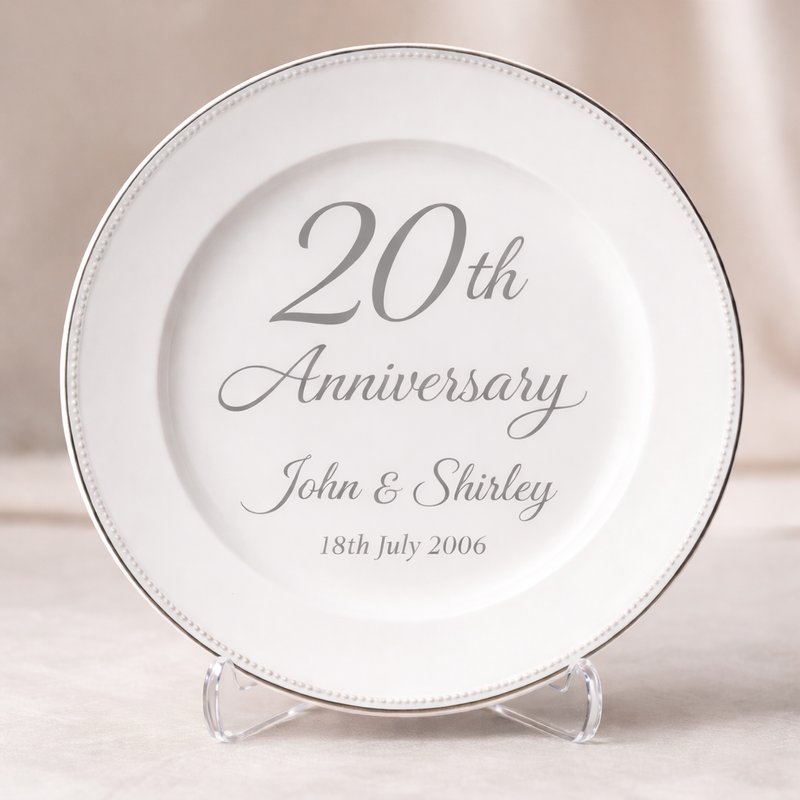20th wedding anniversary, china plate with names