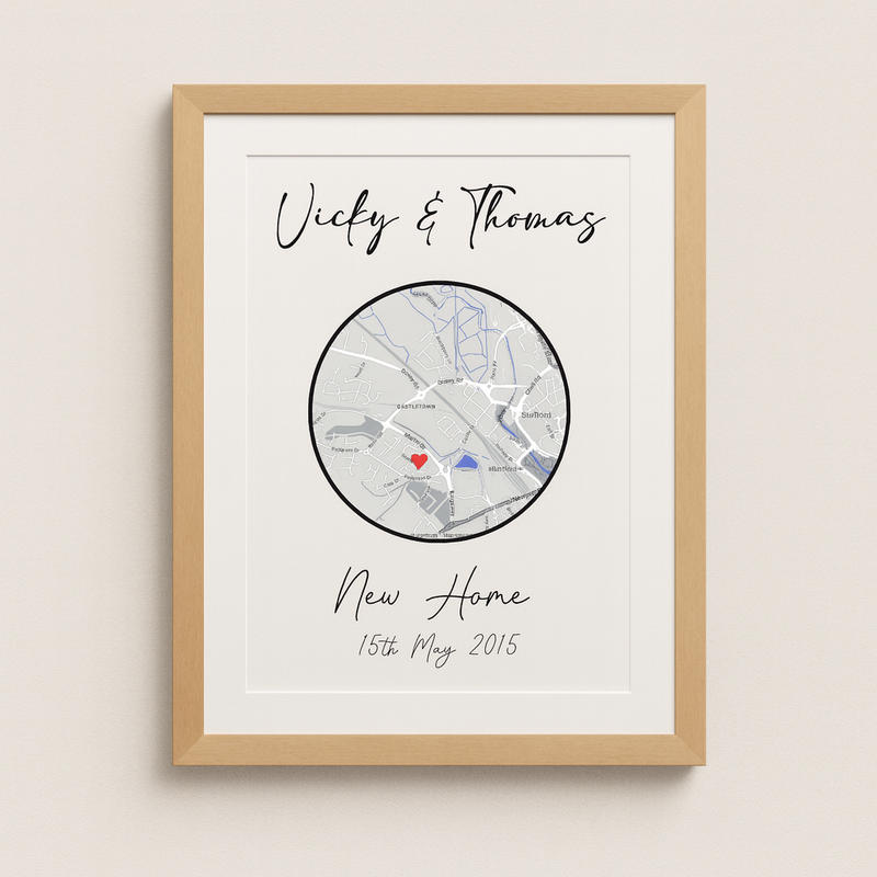 framed print map of new house