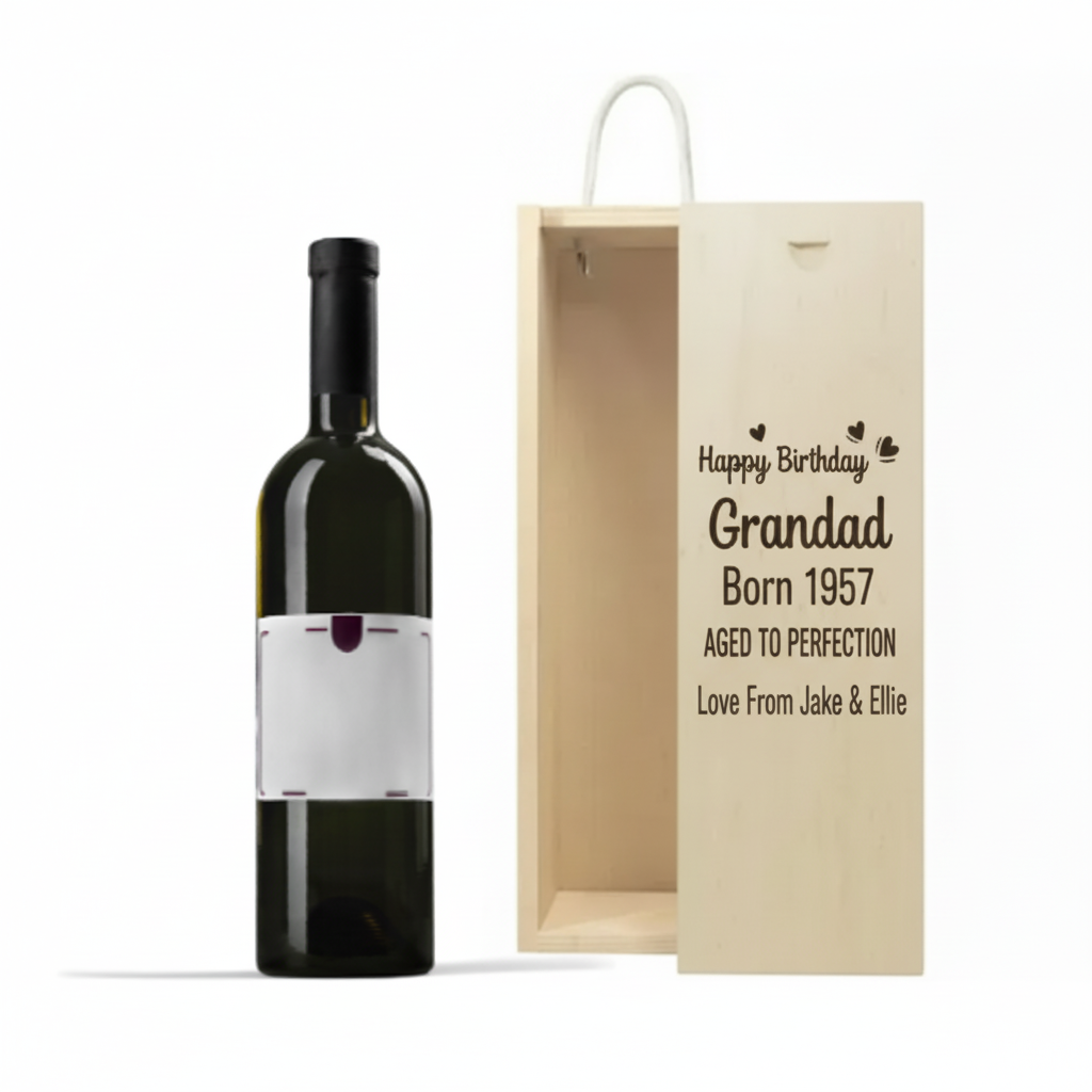 Engraved wine box for grandad