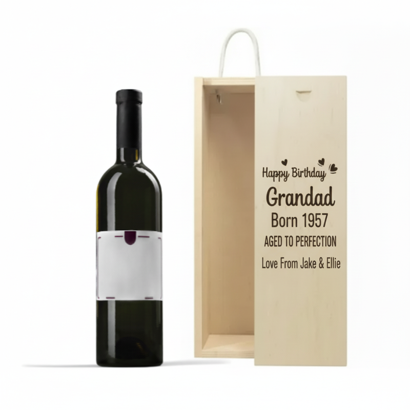 Engraved wine box for grandad