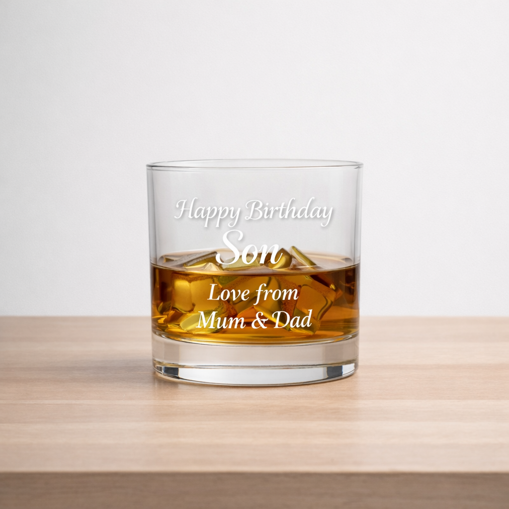 Birthday Son personalised engraved whiskey glass