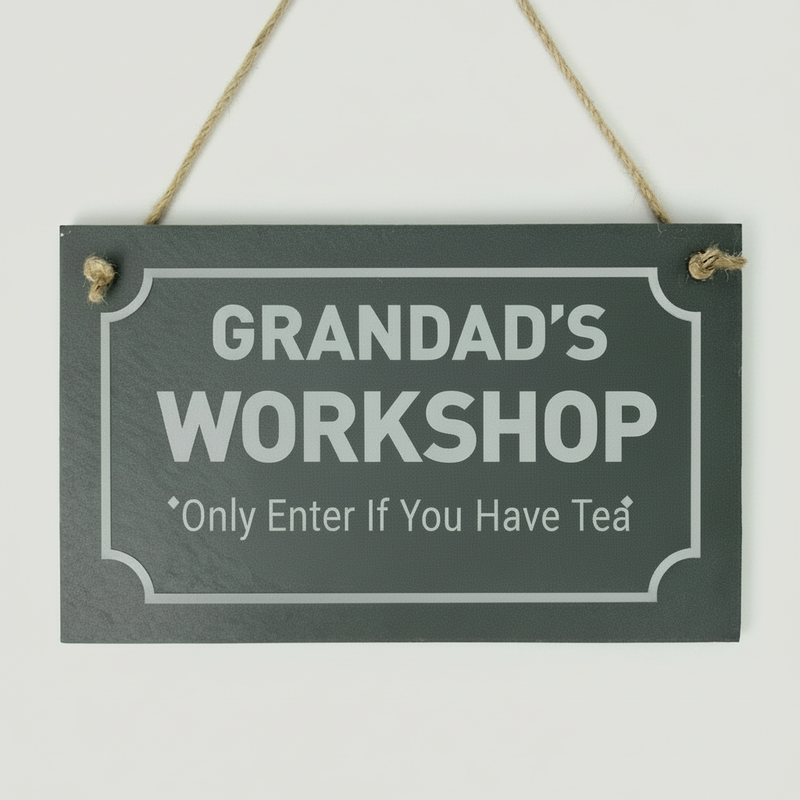plaque with grandad's workshop engraved