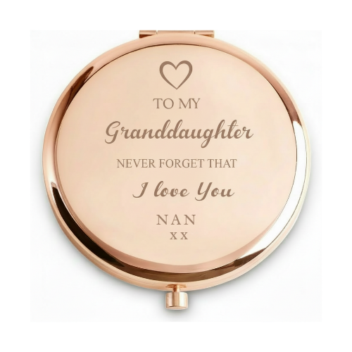 Granddaughter birthday engraved rose gold mirror