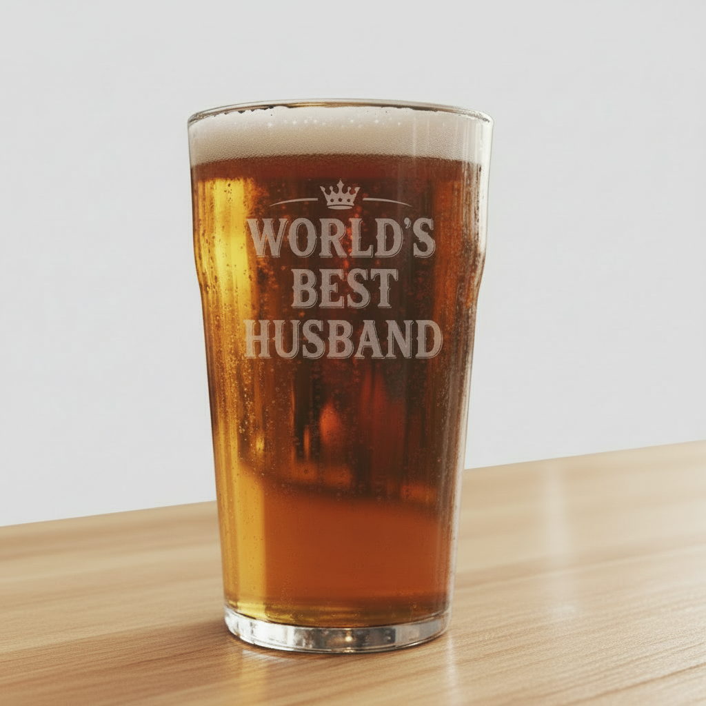 Husband birthday engraved pint glass