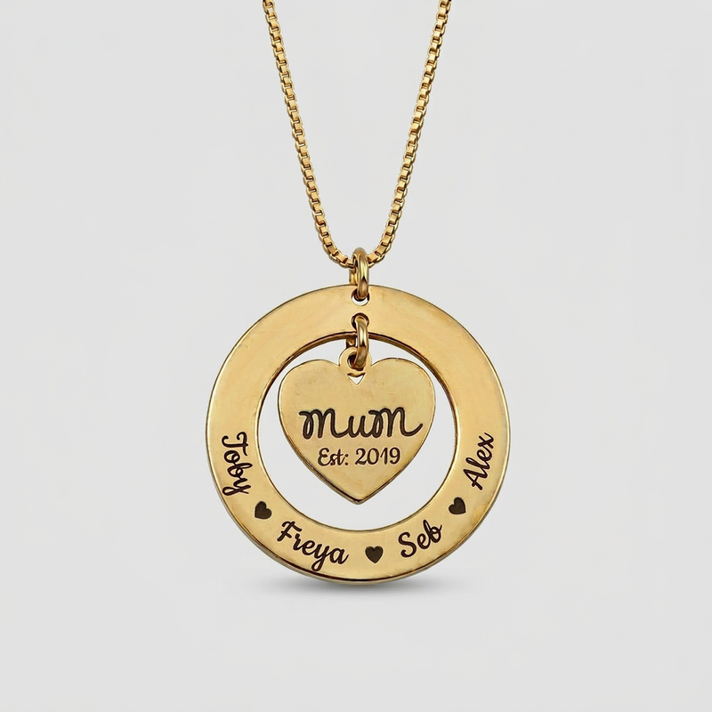 Mum birthday engraved heart pendant necklace 