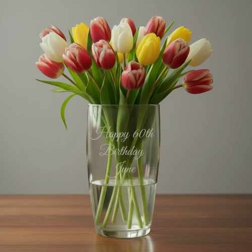 60th birthday personalised engraved vase 