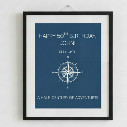 50th birthday personalised printed photo frame