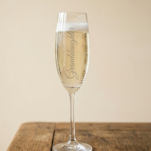 Birthday granddaughter personalised engraved prosecco glass