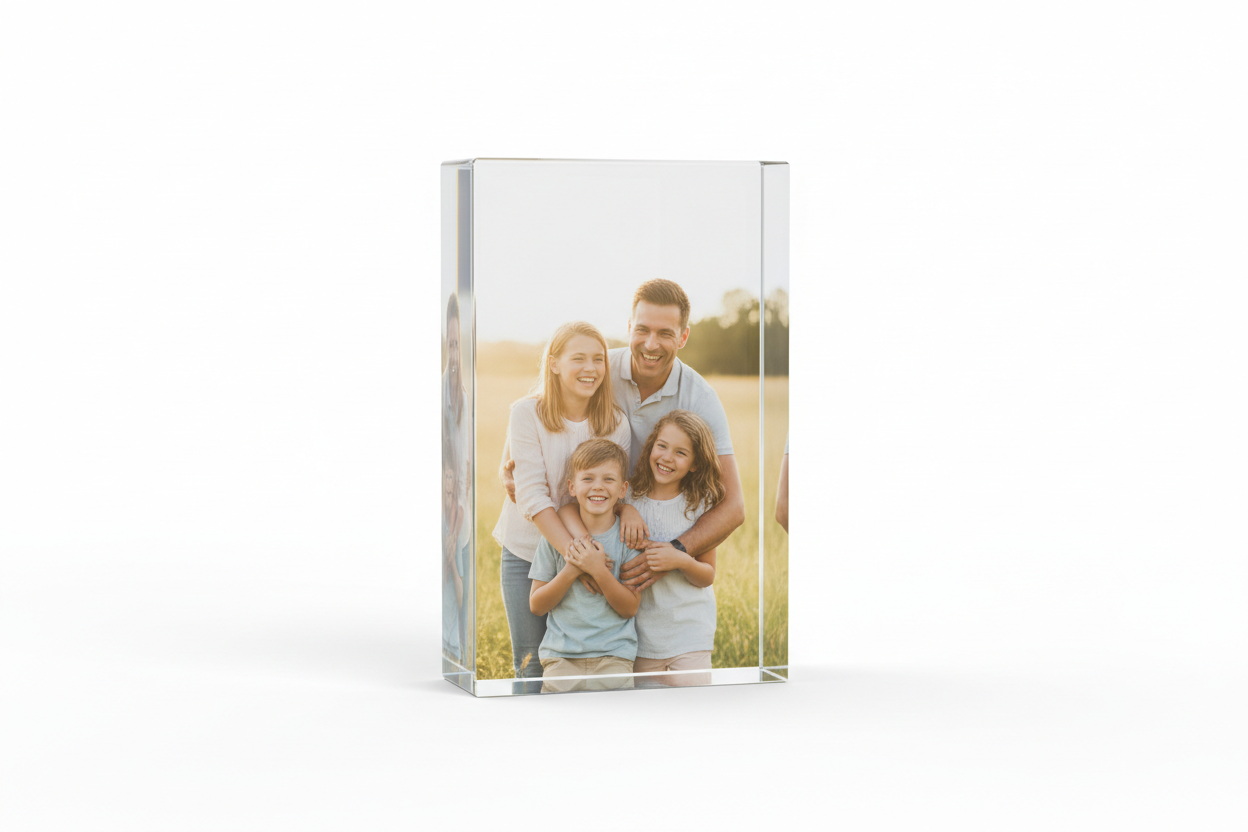 family picture in an acrylic frames