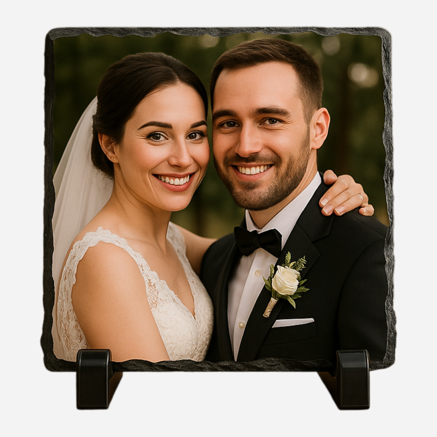 Married couple printed on phot slate with white background